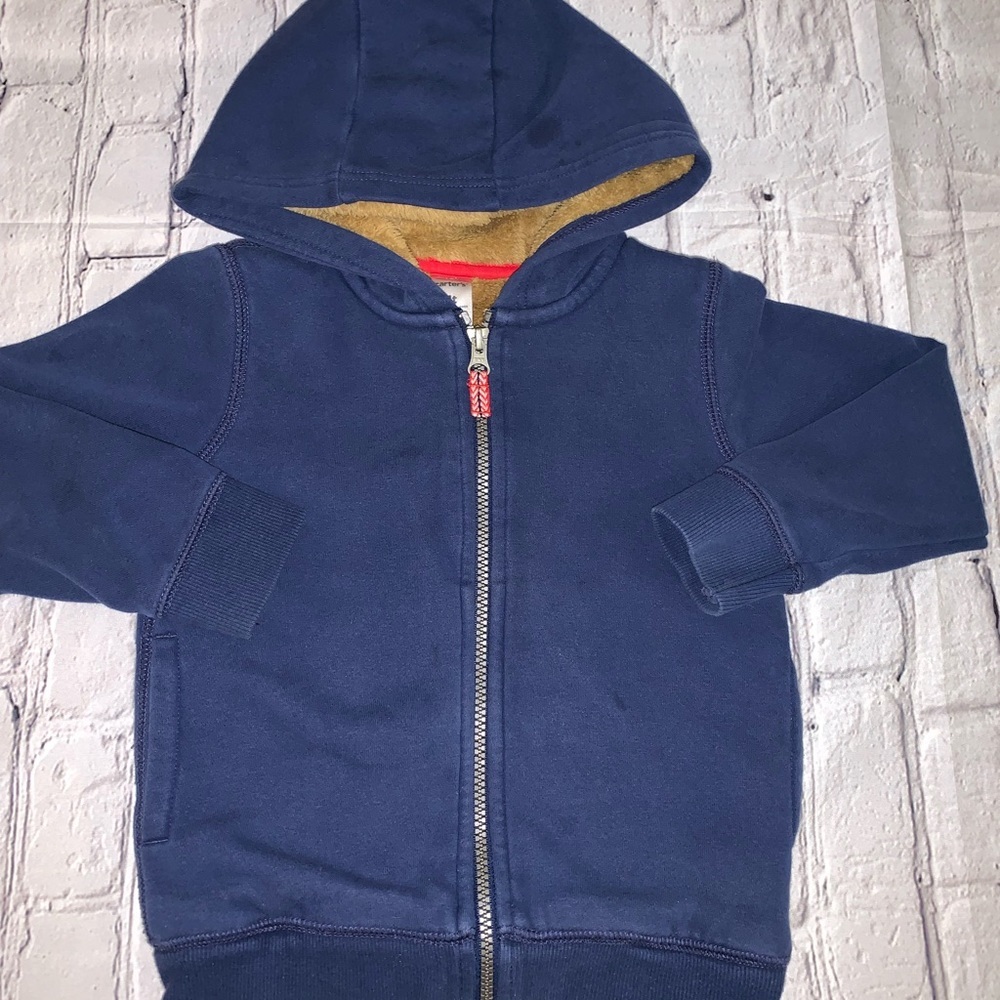 Carter’s Hooded zip front hoodie, lined with teddy bear fur, soft & cozy! Sz 4T